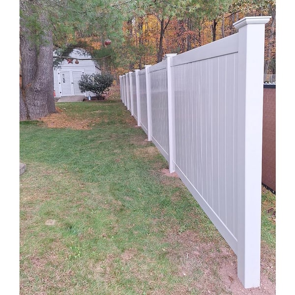 Weatherables Savannah 6 ft. H x 8 ft. W Gray Vinyl Privacy Fence Panel Kit