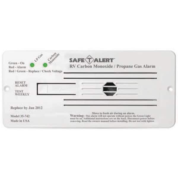 MTI Industries 35 Series 12-Volt Safe-T-Alert Flush Mount RV Dual Carbon Monoxide/Propane Alarm in White