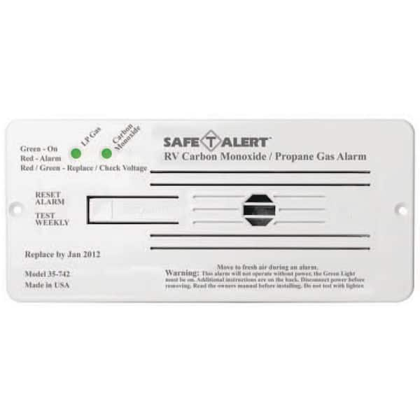 35 Series 12-Volt Safe-T-Alert Flush Mount RV Dual Carbon Monoxide/Propane Alarm in White