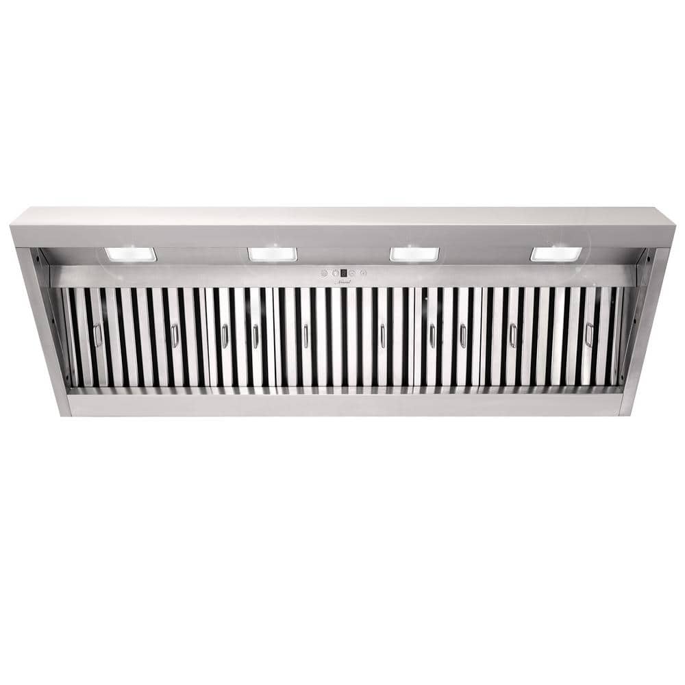 54 in. 1200 CFM Ducted Insert Range Hood in Stainless Steel with Dimmable L