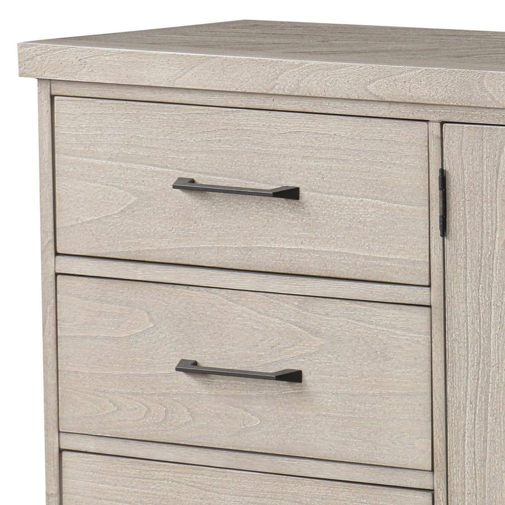 Natural Wood 60" Modern Farmhouse Server with Black Iron Handles