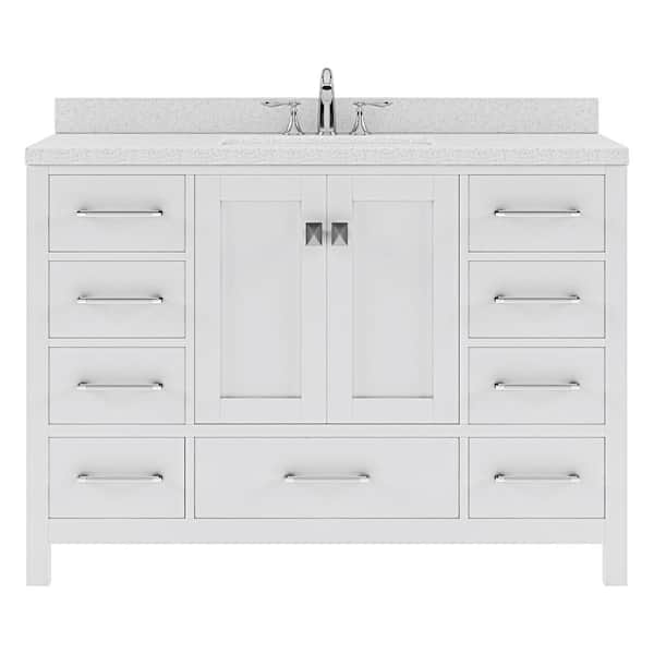 Virtu USA Caroline Avenue 48 in. W Bath Vanity in White with Quartz Vanity Top in White with White Basin