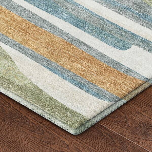 Mayfield Premium Machine Washable Abstract AMF2542 Ivory 5 ft. x 7 ft. 6 in. Area Rug