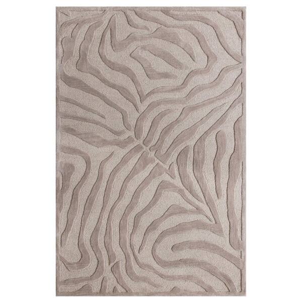 LR Home Orion Lodge Taupe/Silver 7 ft. 9 in. x 9 ft. 9 in. Luxurious Indoor Area Rug