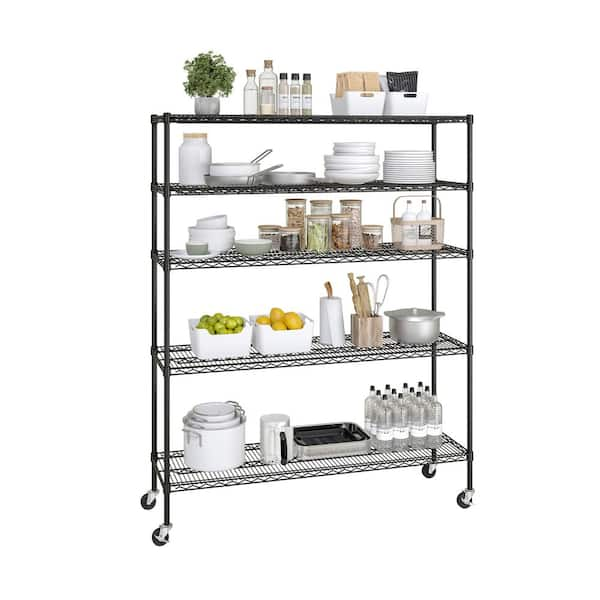 Seville Classics Ultradurable Black 5 Tier Nsf Certified Wire Steel Garage Storage Shelving Unit