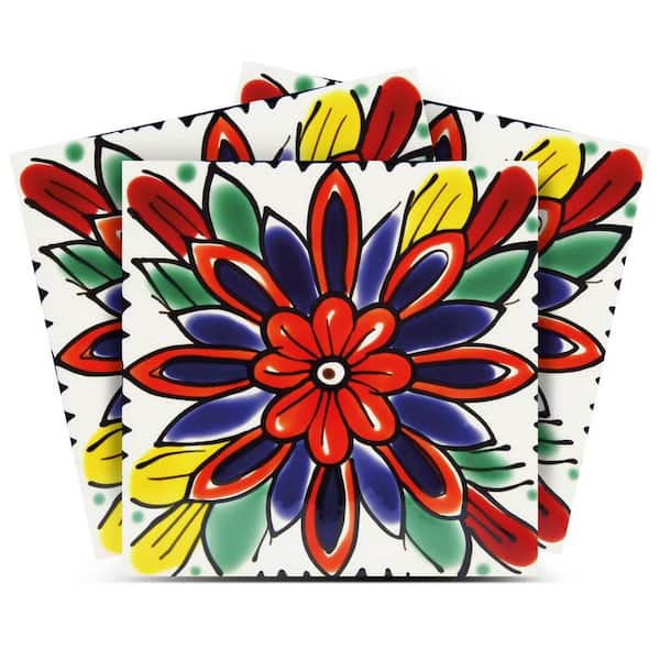 MI ALMA Green, Blue, Red and Yellow C70 4 in. x 4 in. Vinyl Peel and Stick Tile (24-Tiles, 2.67 sq. ft. /1-Pack)