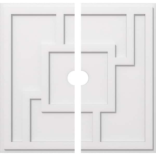 Ekena Millwork 1 in. P X 10-1/2 in. C X 30 in. OD X 3 in. ID Knox Architectural Grade PVC Contemporary Ceiling Medallion, Two Piece