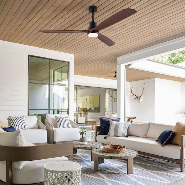 Shinevoy 72 in. Indoor/Outdoor Black Downrod Mount Ceiling Fan