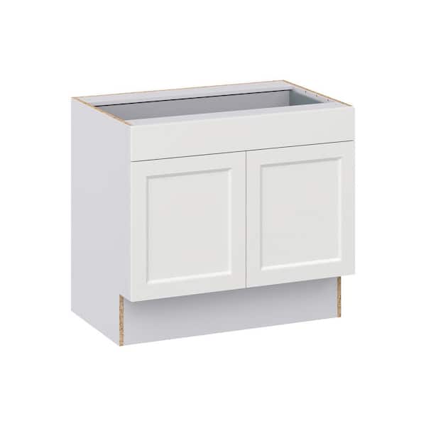 J COLLECTION Alton Painted White Recessed Assembled 36 in. W x 32.5 in. H x 23.75 in. D Accessible ADA 1 Drawer Base Kitchen Cabinet