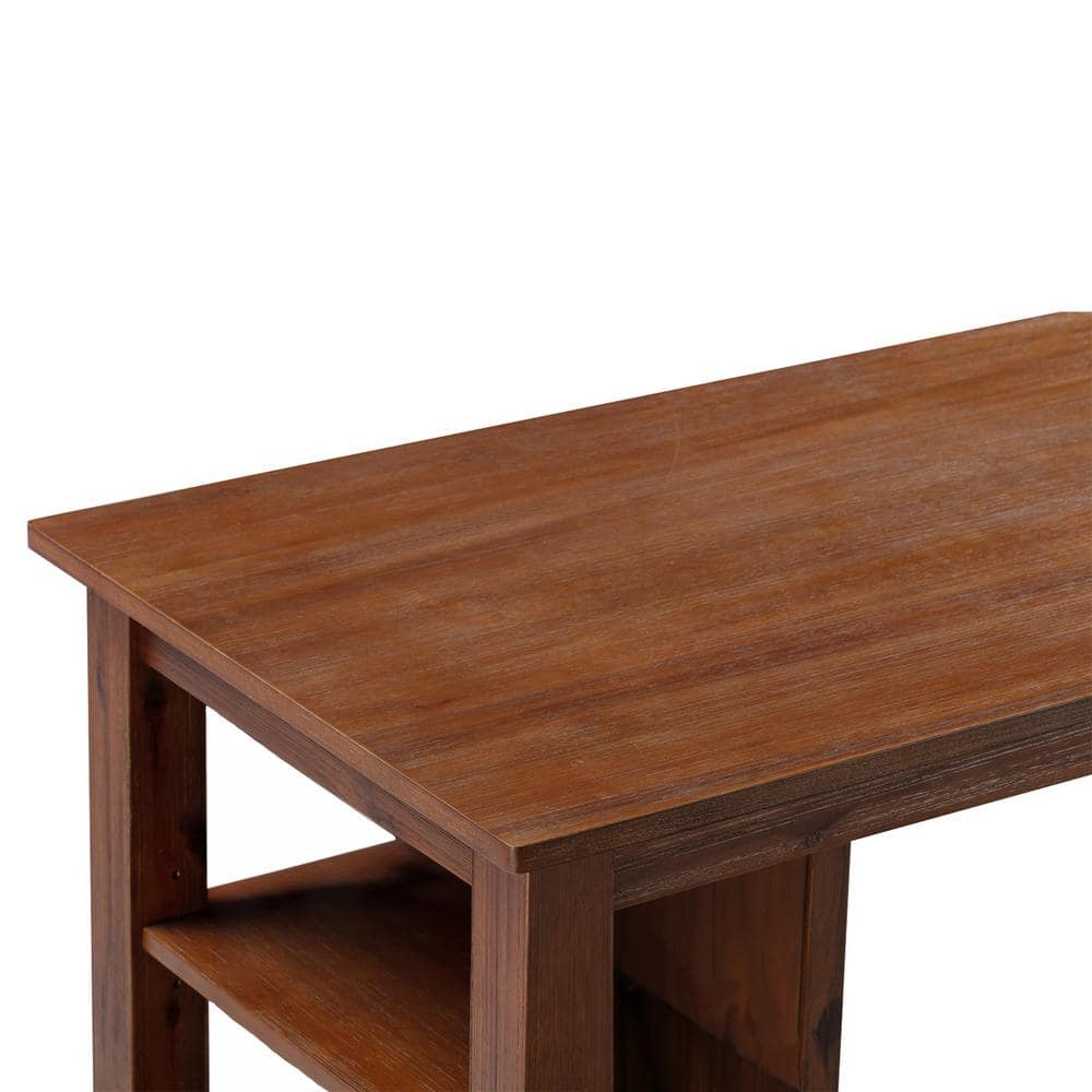 Chestnut Reclaimed Wood Counter Height Dining Table with Shelves