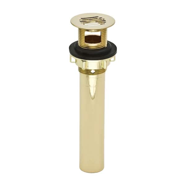 PF WaterWorks DecoDRAIN Grid Strainer Drain for Bathroom Vanity/Lavatory/Vessel/Sink, Body with Overflow in Polished Brass