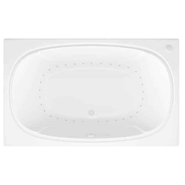 Peridot Series 78 in. x 48 in. Rectangular Air Bathtub with Center Drain and Aromatherapy in Glossy Smooth White