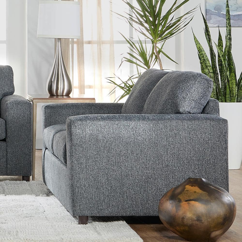 Kylo 85" Dark Gray Polyester Fabric Stationary Sofa