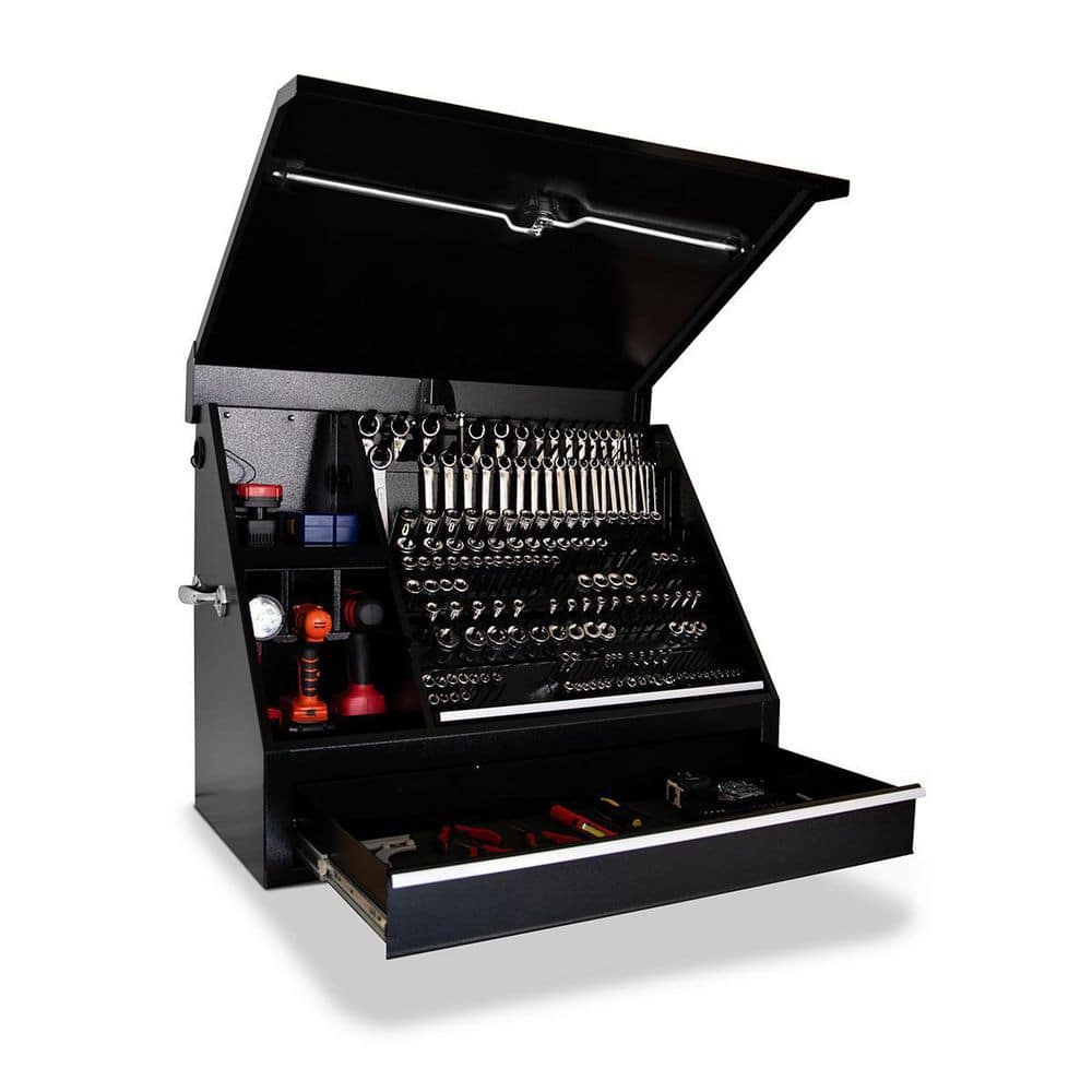 Black Powder Coated Steel Lockable Triangle Tool Storage Box