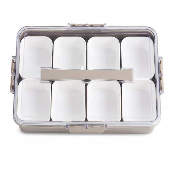Snackle Box 11-in-1 Divided Serving Tray with Stackable Compartments and Handle, Portable Snack Platter