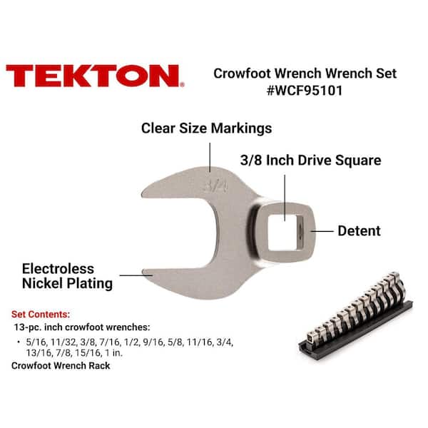 5/16-1 in. 3/8 in. Drive Crowfoot Wrench Set with Rack (13-Piece)