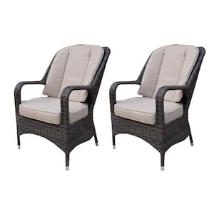 Charles Brown Wicker Outdoor Chair with Beige Cushions (2-Pack)