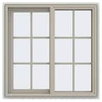 35.5 in. x 35.5 in. V-4500 Series Desert Sand Vinyl Left-Handed Sliding Window with Colonial Grids/Grilles