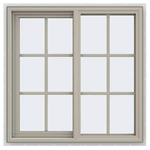 35.5 in. x 35.5 in. V-4500 Series Desert Sand Vinyl Left-Handed Sliding Window with Colonial Grids/Grilles