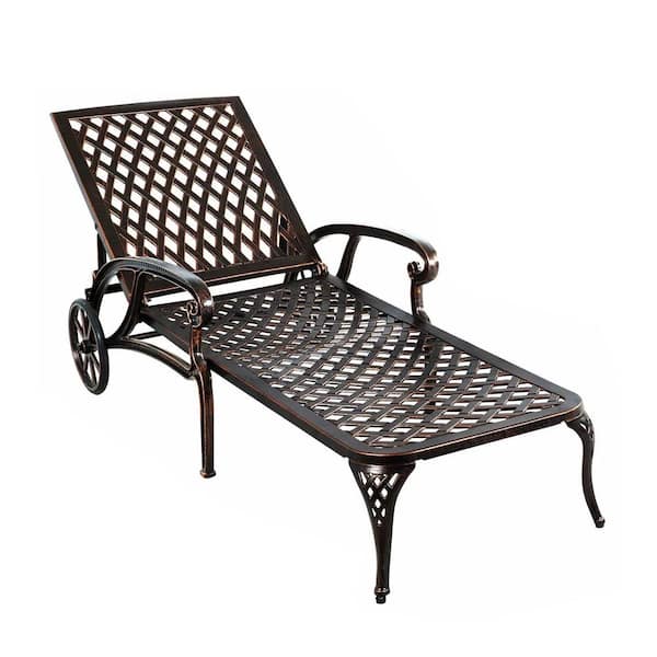 Tenleaf Bronze Outdoor Chaise Lounge with Ergonomic Adjustable Backrest