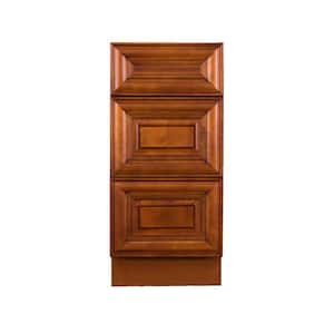 Cambridge Assembled 12 in. x 21 in. x 33 in. Bath Vanity Drawer Base Cabinet with 3-Drawers in Chestnut