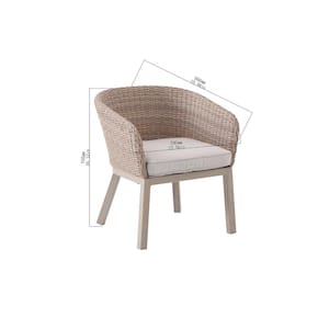 Odenhall Stationary Wicker Outdoor Dining Chairs with Outdura Acrylic Remy Driftwood Cushions (Chair Box of Set)