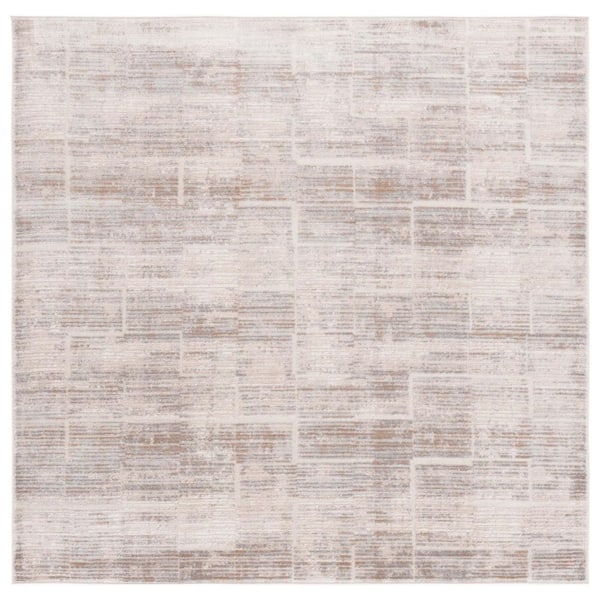 SAFAVIEH Whisper 7 ft. x 7 ft. Beige/Light Beige Distressed Abstract Square Area Rug