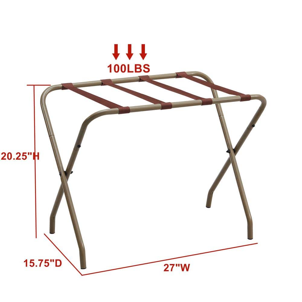 Gold and Brown Metal Folding Luggage Rack