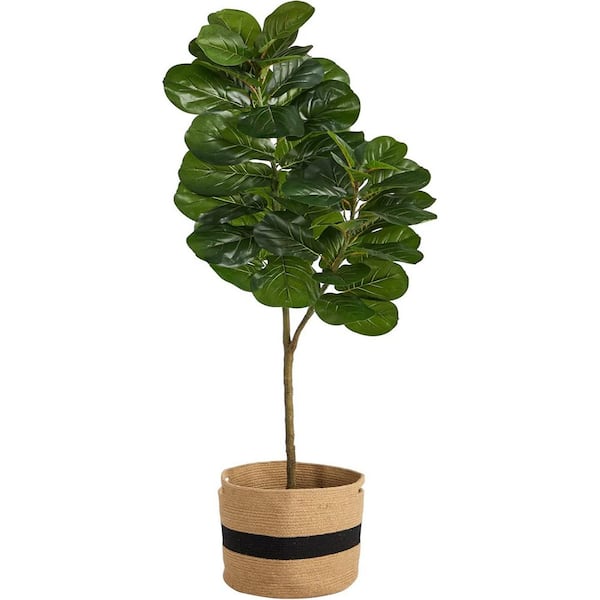 5.5 ft. Artificial Fiddle Leaf Tree in Beige Planter, Artificial Indoor Home Decor Plant
