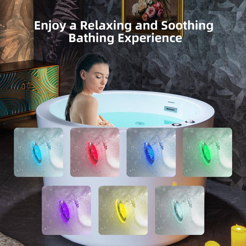 41'' White Freestanding Acrylic Whirlpool Round Bathtub