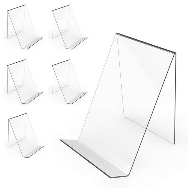 Clear Acrylic Display Stand Without Ledge Multi-Use Easel Holder for Books Pictures Artworks Tablet 6 Pack