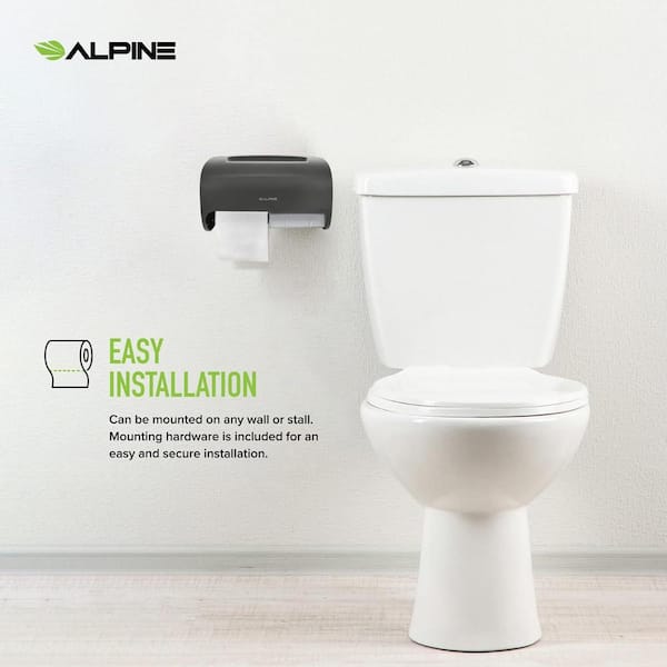 Side-by-Side Double Tissue Twin Standard Roll Toilet Paper Dispenser, Gray (2-Pack)