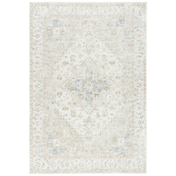 April 8 ft. x 10 ft. Ivory/Sage Medallion Floral Area Rug