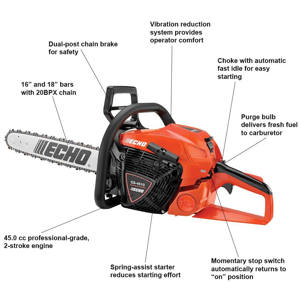 18 in. 45.0 cc Gas 2-Stroke Cycle Chainsaw - 1