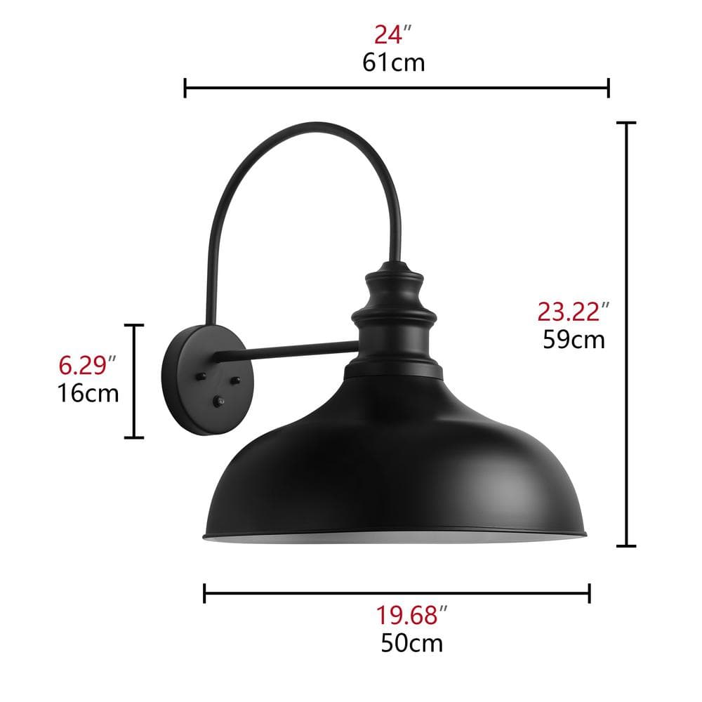 Black Industrial Dimmable Outdoor Wall Light with Dusk-to-Dawn Sensor