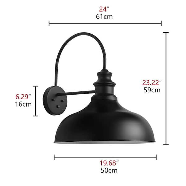 aiwen Modern 1-Light Black Exterior Outdoor Hardwired Gooseneck Barn Light  Fixture Dusk to Dawn Wall Sconce with Metal Shade JE-W6492L - The Home Depot