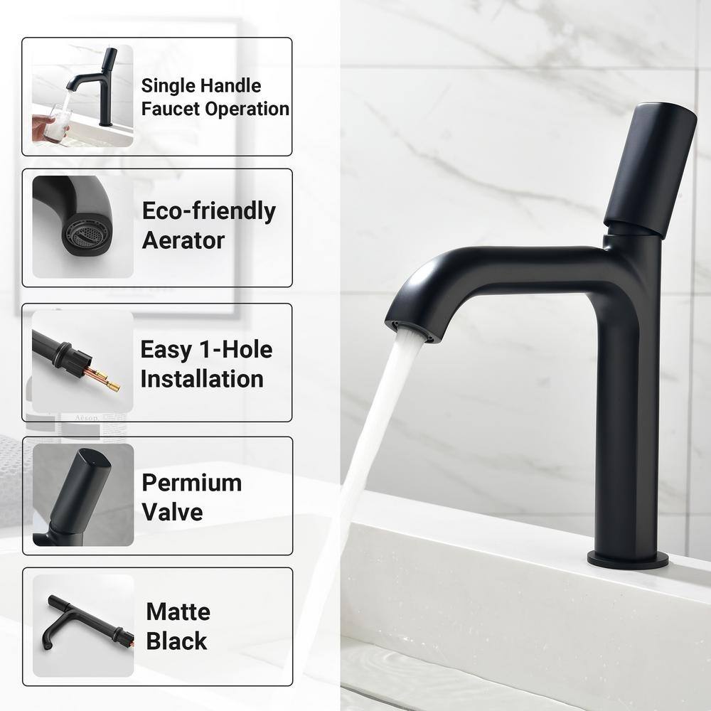Matte Black Single Handle Brass Bathroom Faucet