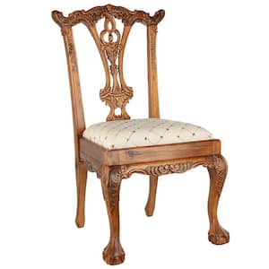 English Chippendale Beige Pine Side Chair