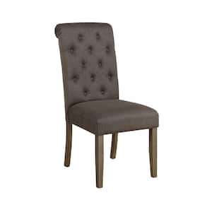 Balboa Rustic Brown and Gray Fabric Tufted Back Side Chairs Set of 2
