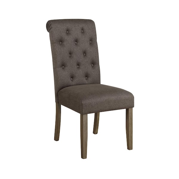 Coaster Balboa Rustic Brown and Gray Fabric Tufted Back Side Chairs Set of 2