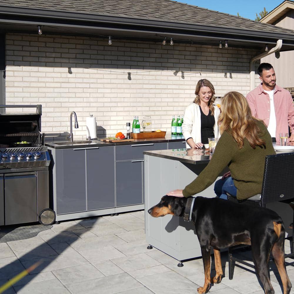 Slate Gray Aluminum Modular Outdoor Kitchen Cabinet