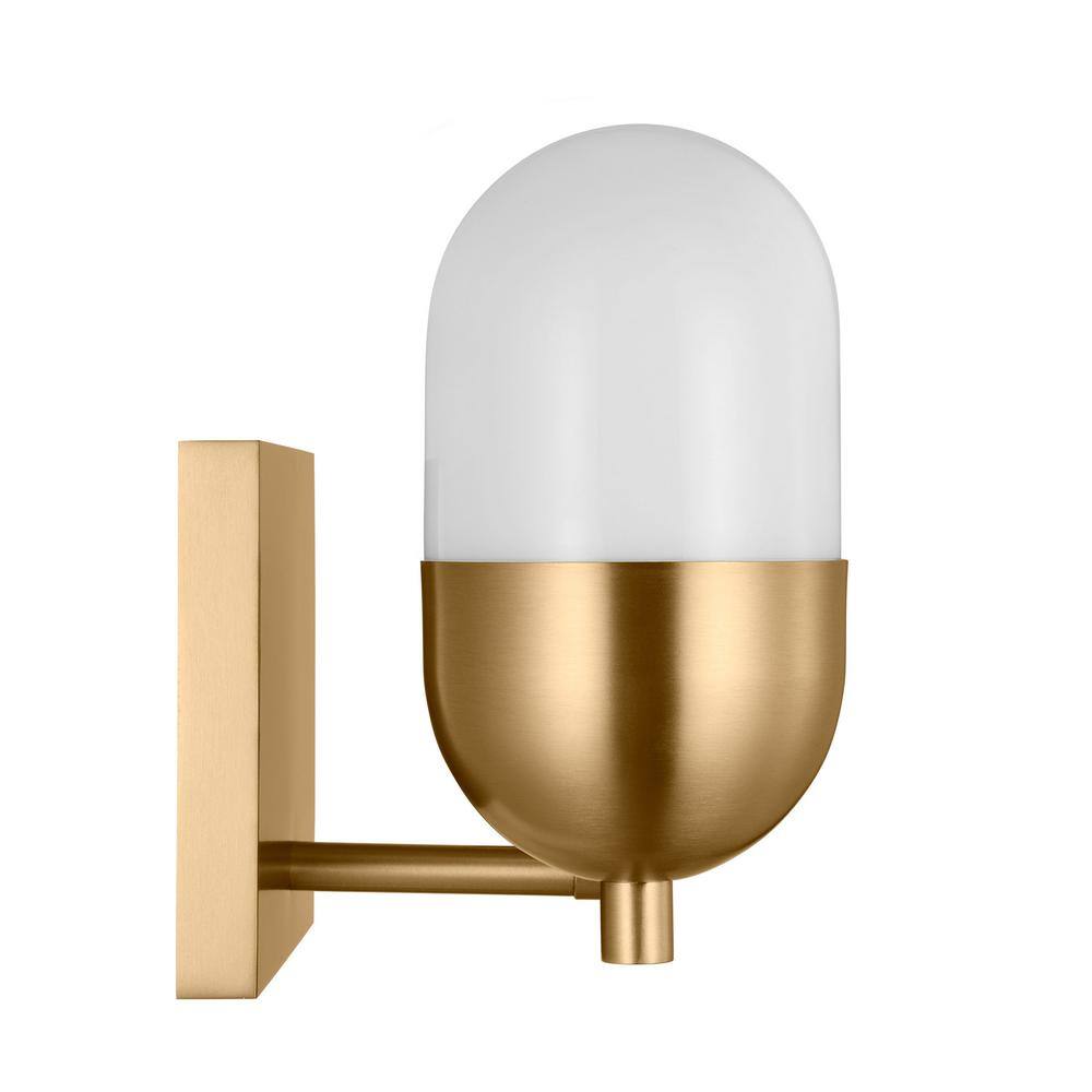 Satin Brass 2-Light Vanity with Milk Glass Shades