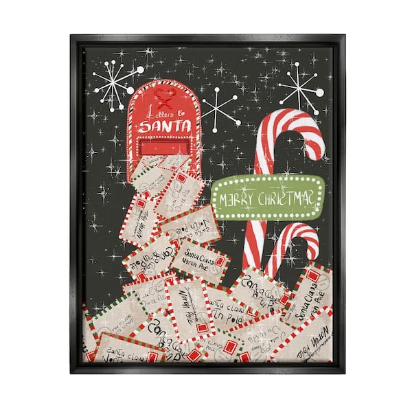 Stupell Industries Letters For Santa Mail by Hannah Byatt 1-Piece Floater Frame Graphic Print Typography Poster Art Print 21 in. x 17 in.