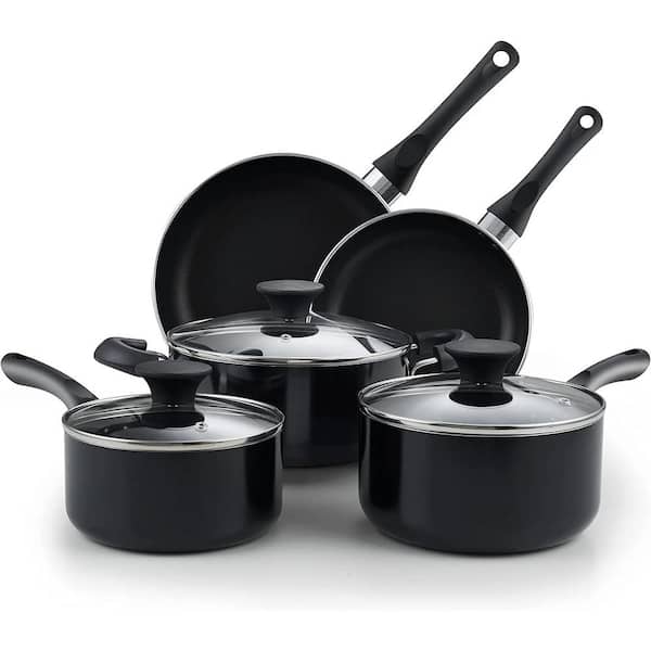 Cook N Home 8-Piece Aluminum Nonstick Cookware Set In Black, Stay