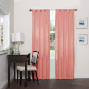 Darrell ThermaWeave Coral Solid Polyester 37 in. W x 95 in. L Blackout Single Rod Pocket Curtain Panel