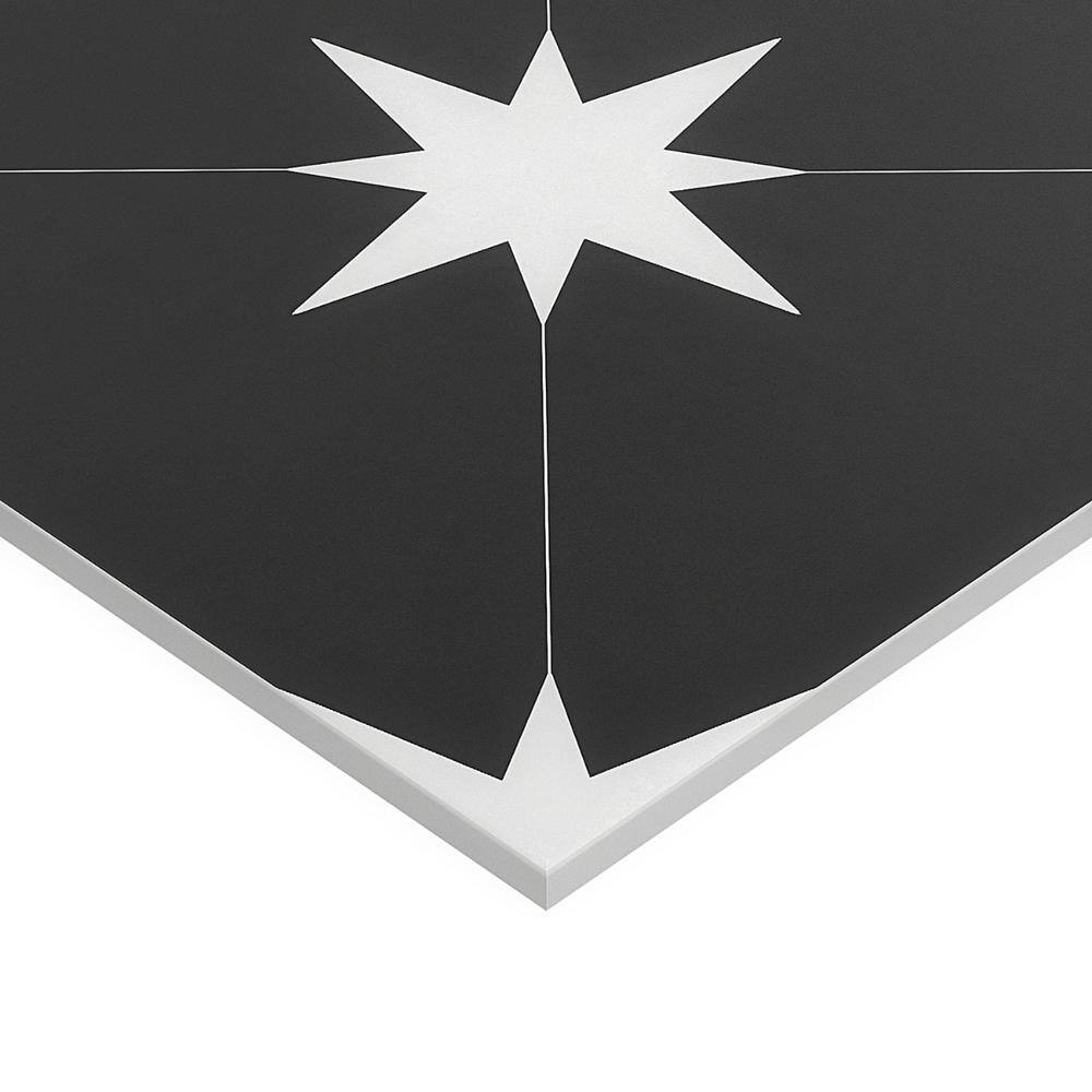 Moab 9" x 9" Matte Black and White Porcelain Tile