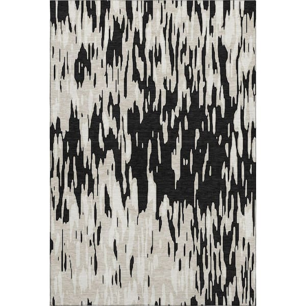 Addison Rugs Mayfield Premium Machine Washable Abstract AMF945 Black 3 ft. x 5 ft. Area Rug
