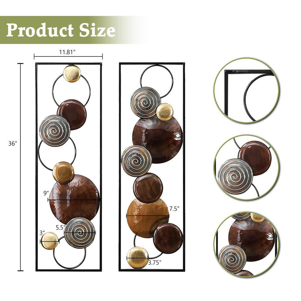 Brown and Gold Abstract Metal Wall Art Set