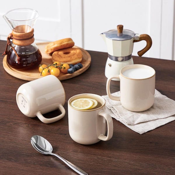 vancasso 16 oz. Beige Stoneware Mugs (Set of 4) Tea Cups with