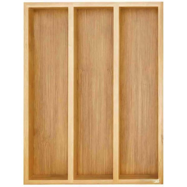 1.5 in. H x 10 in. W x 7.8 in. D Slim Natural Bamboo Silverware Drawer Organizer